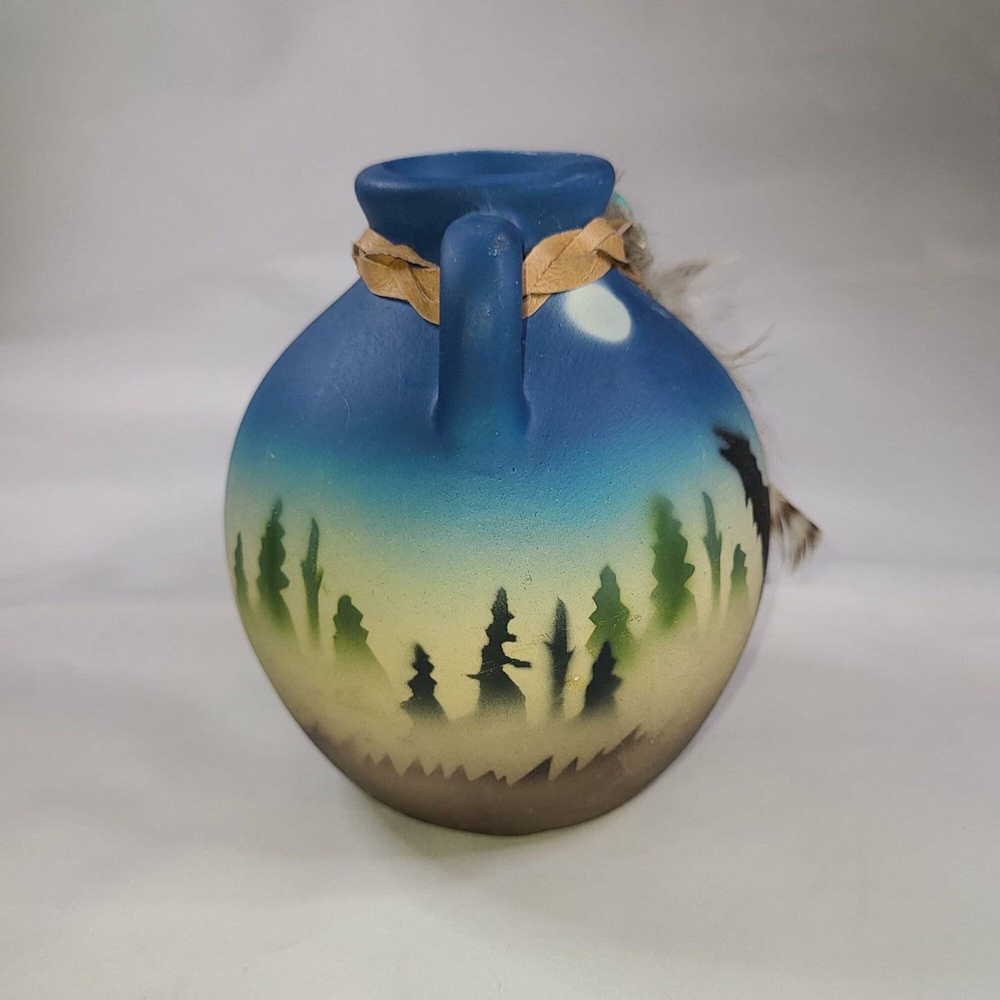Air Brushed Southwestern Pottery Coyote Small Vase