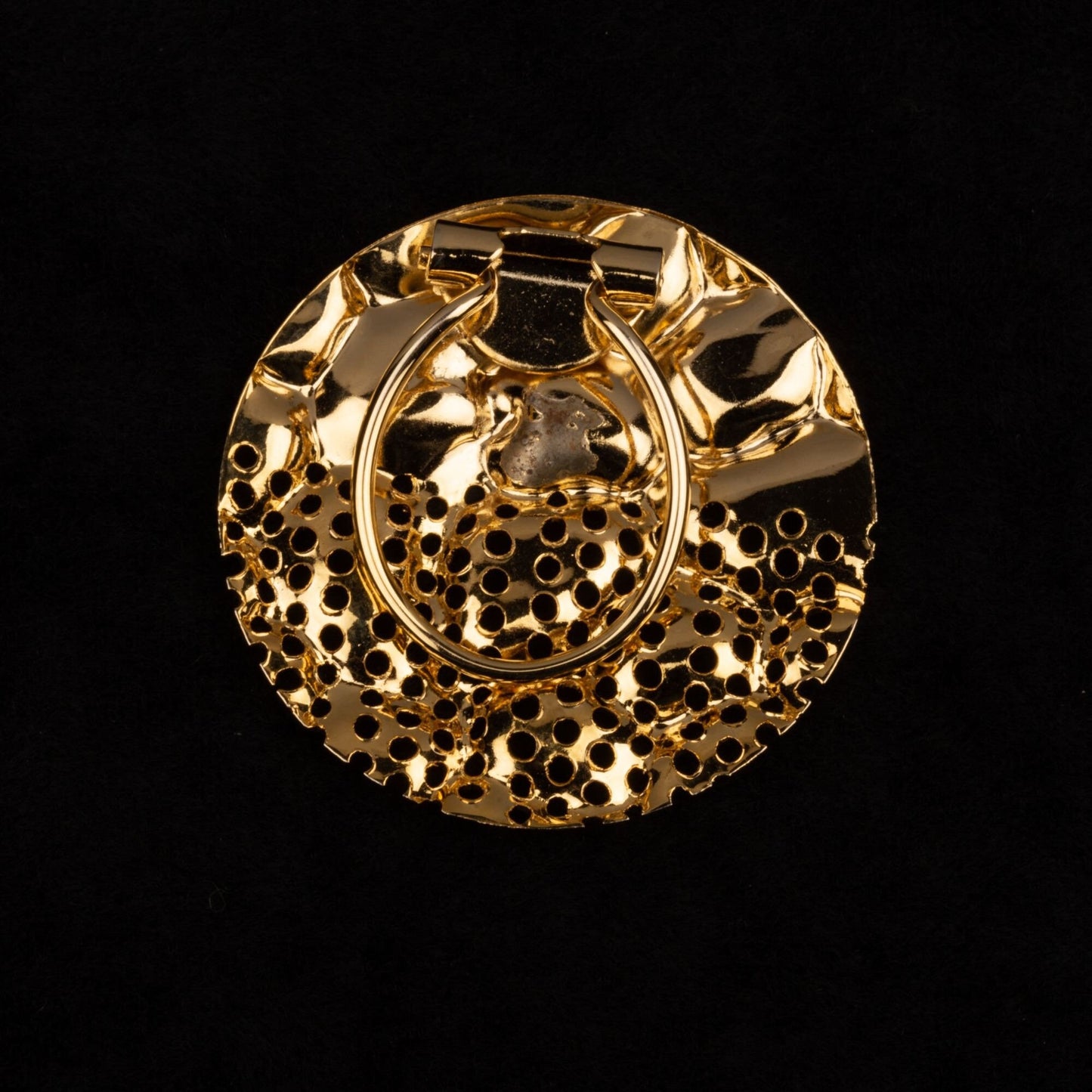 Vintage MCM Circular Dress Clip Gold Toned Brooch
