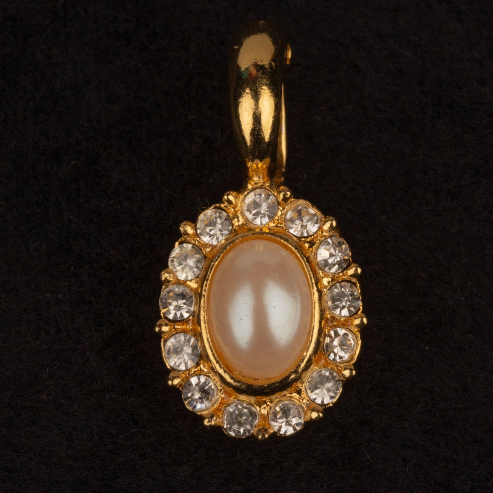 Vintage Faux Pearl Cabochon Rhinestone Pendant