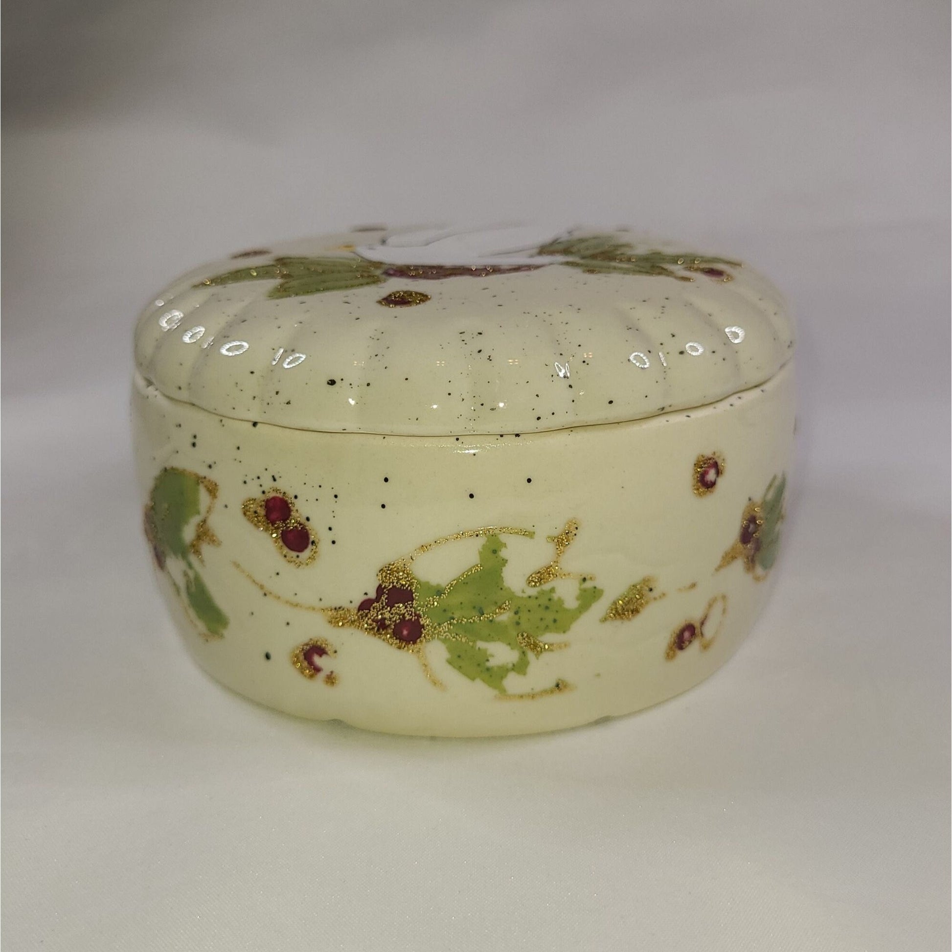 Vintage Hand Painted Dove Ceramic Trinket Box with Lid