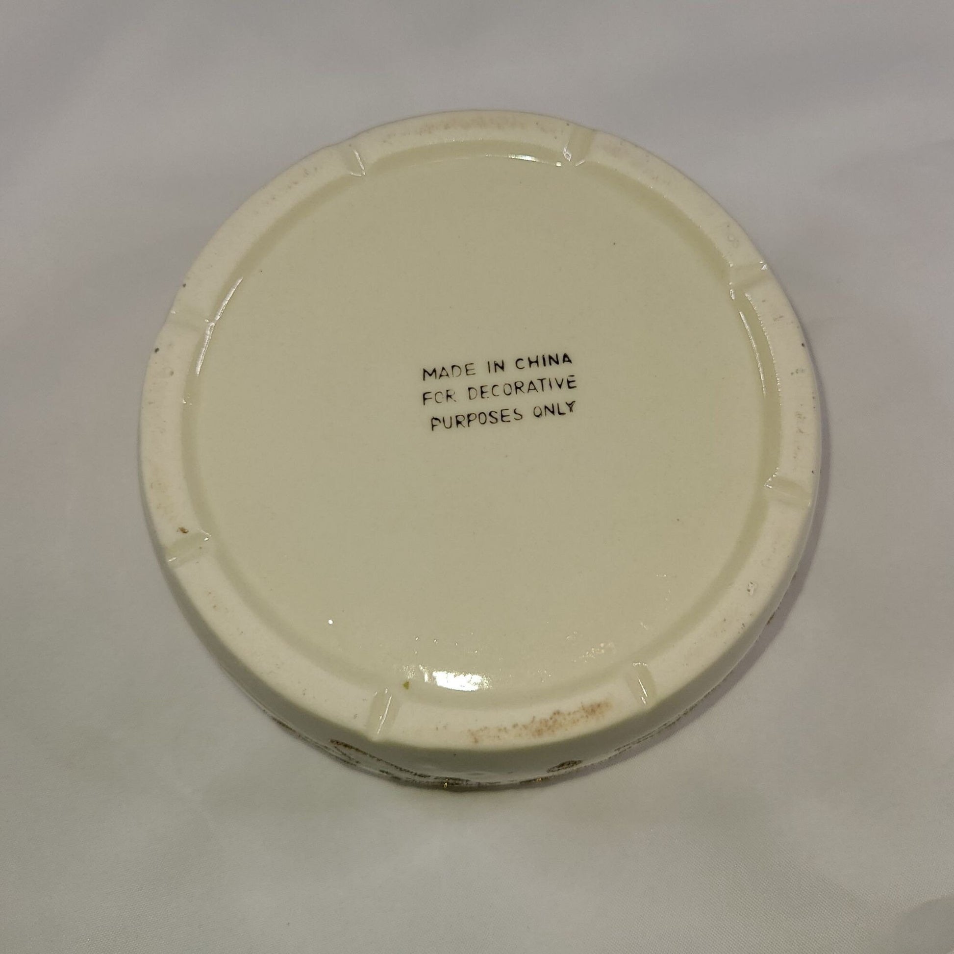 Vintage Hand Painted Dove Ceramic Trinket Box with Lid