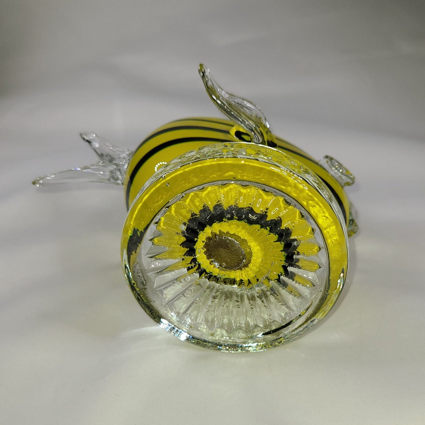 Hand Blown Art Glass Fish Figurine Yellow and Black Striped