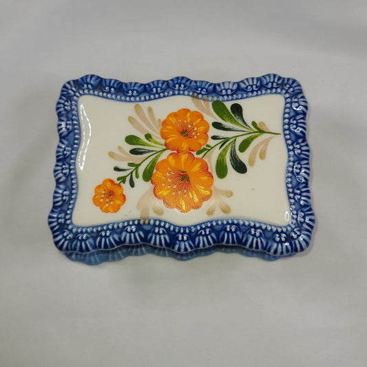 Vintage 1980 Gator Mold Inc Floral Trinket Box With Lid