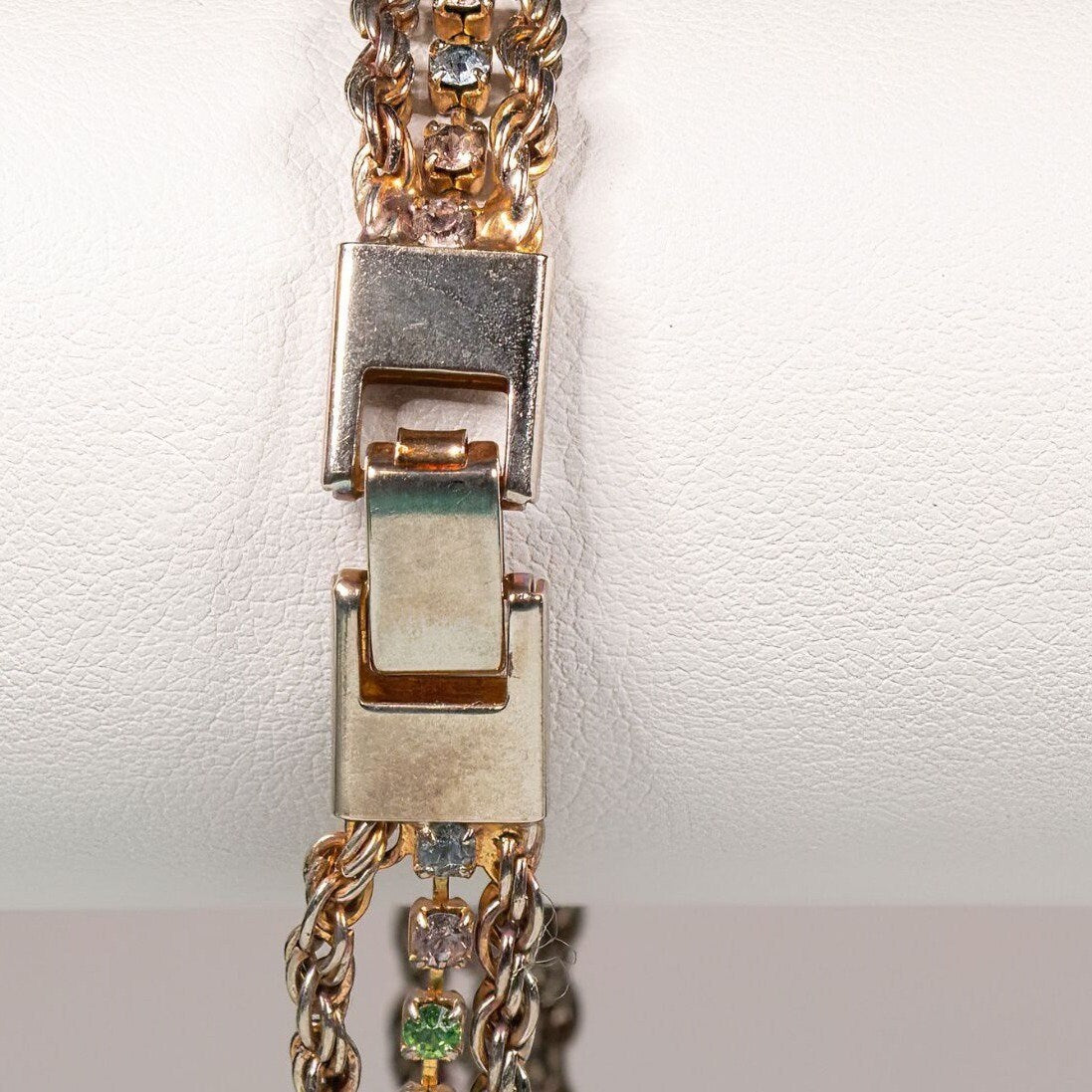 Vintage Pastel Rhinestone Chain Bracelet