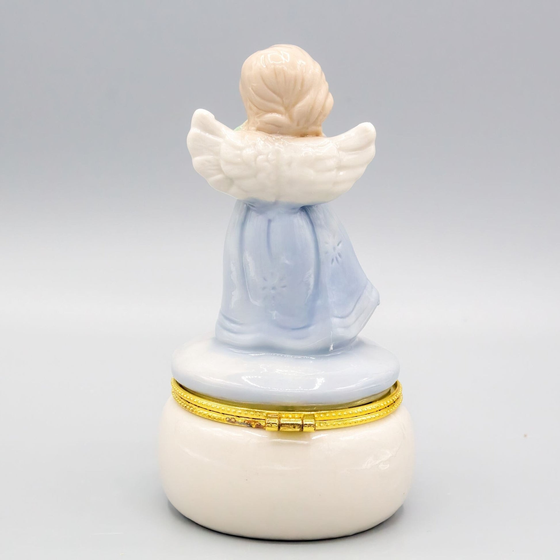 Vintage Angel Hinged Trinket Box Ceramic