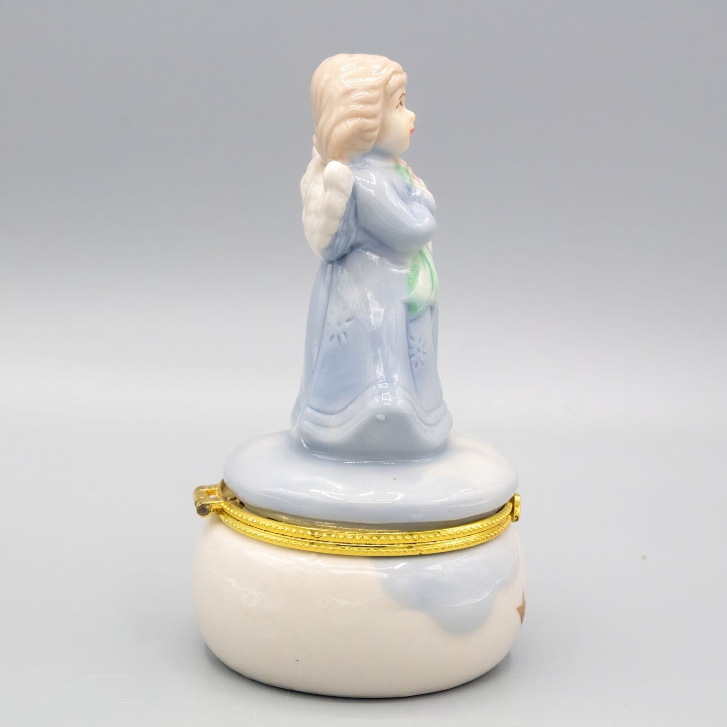 Vintage Angel Hinged Trinket Box Ceramic