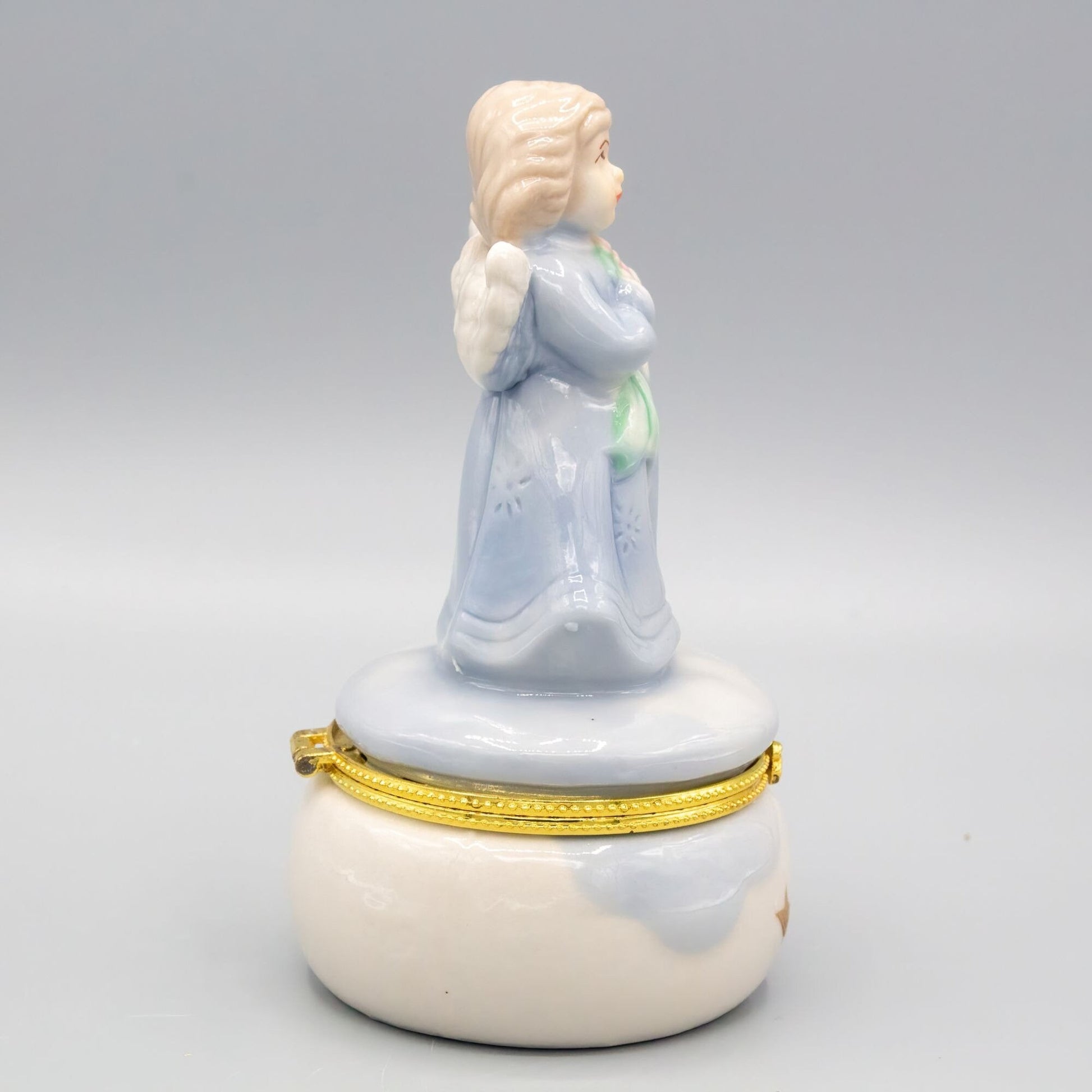 Vintage Angel Hinged Trinket Box Ceramic