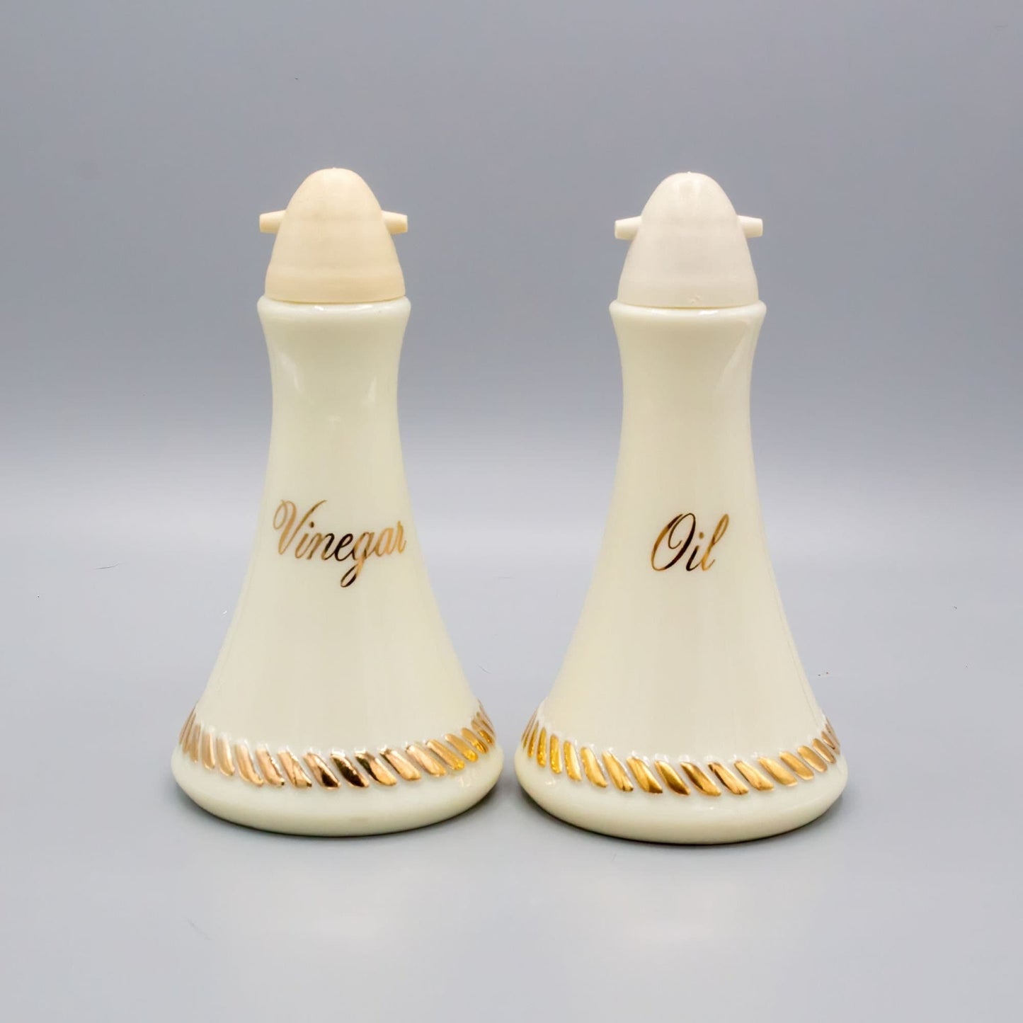 Vintage Wheatonware Glass Oil and Vinegar 24K gilt Set