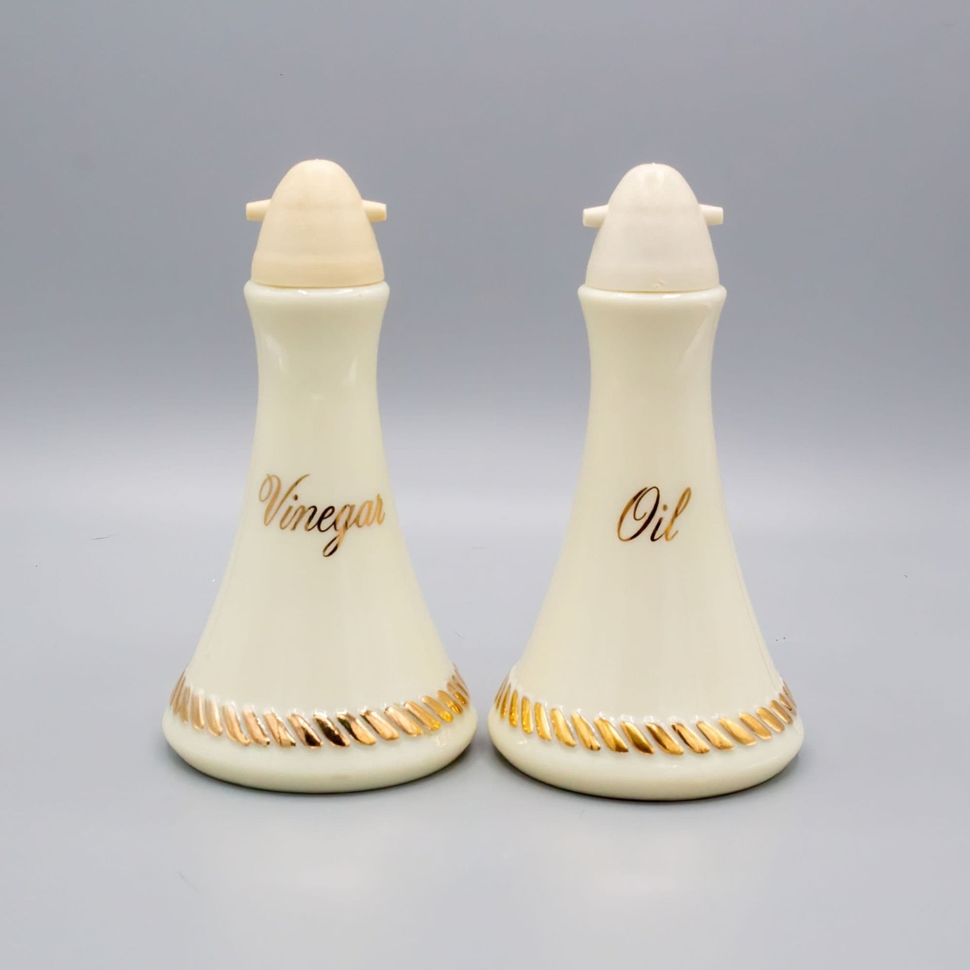Vintage Wheatonware Glass Oil and Vinegar 24K gilt Set