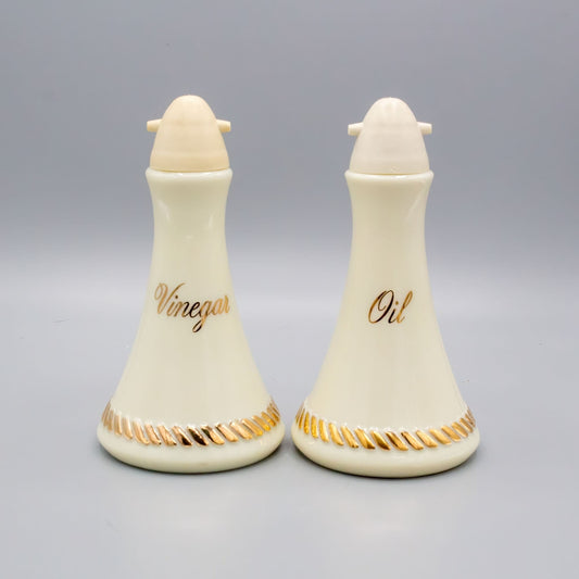 Vintage Wheatonware Glass Oil and Vinegar 24K gilt Set