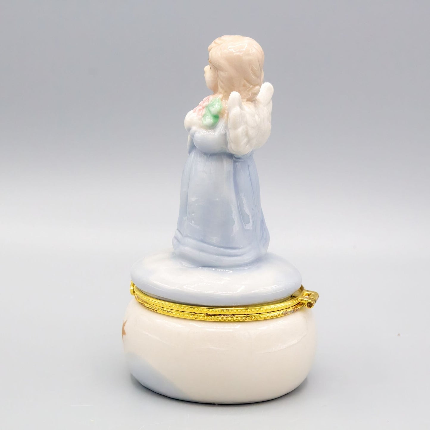 Vintage Angel Hinged Trinket Box Ceramic
