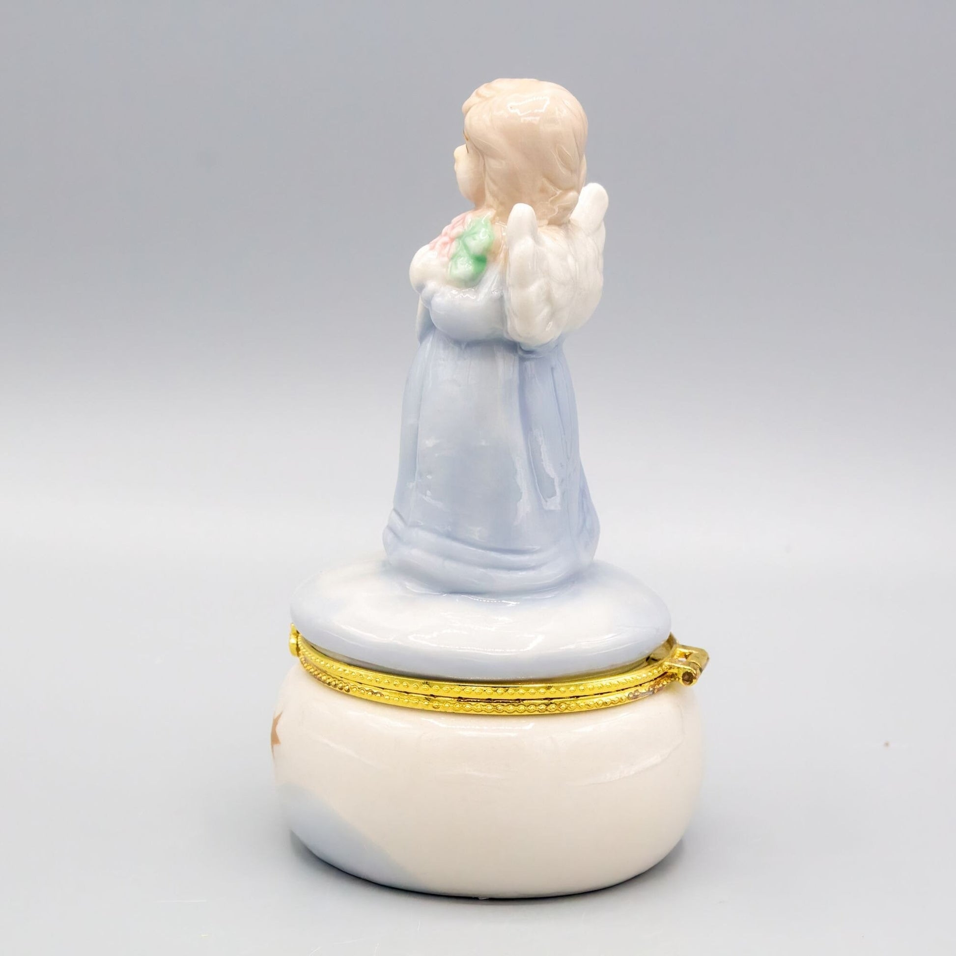 Vintage Angel Hinged Trinket Box Ceramic