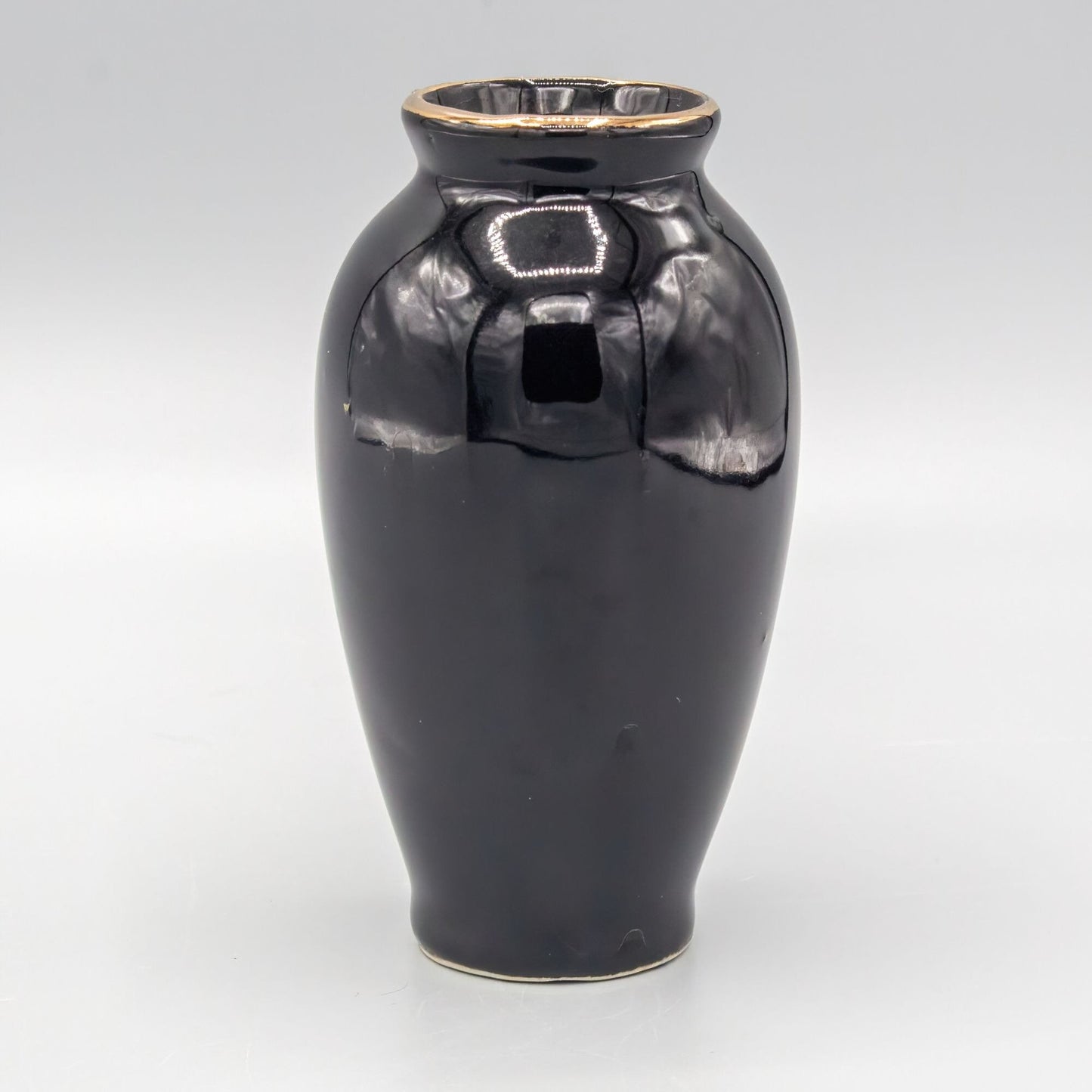 Black and Gold Pheasant Ceramic Miniature Vase Japan 4"
