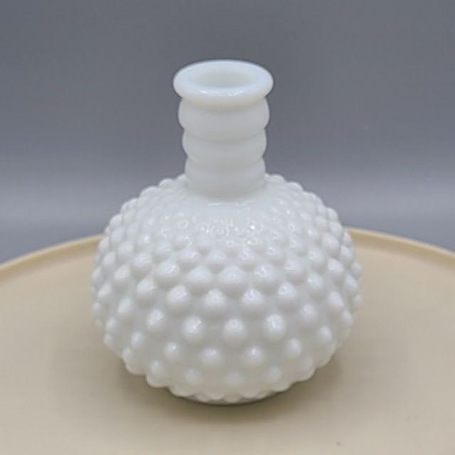 Vintage Fenton Milk Glass Hobnail Bottle Vase