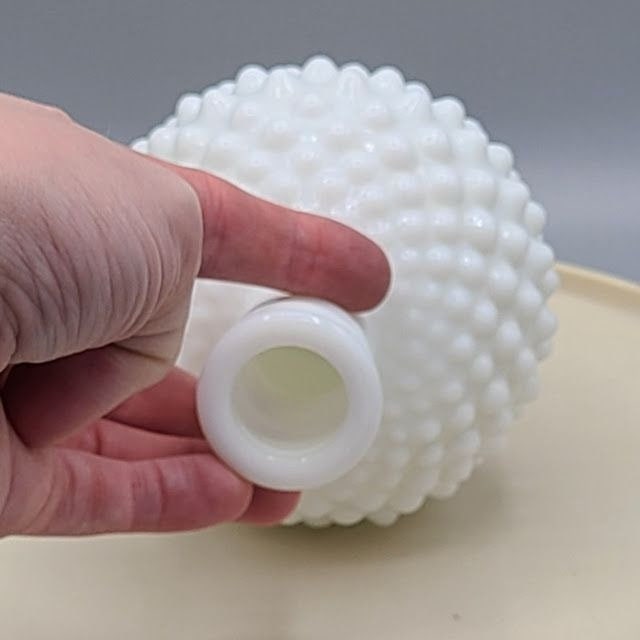 Vintage Fenton Milk Glass Hobnail Bottle Vase
