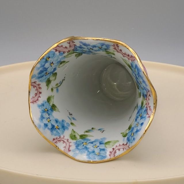 Porcelain Vase Hand Painted Signed By artist Floral with Gold Trim