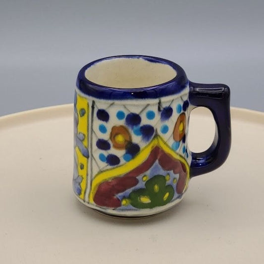 Vintage Mexican Talavara Espresso Mug Hand Painted Cup