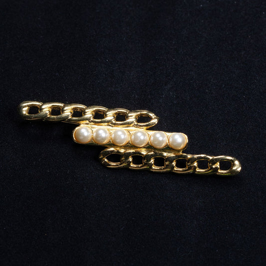 Vintage Faux Pearl Gold Toned Brooch