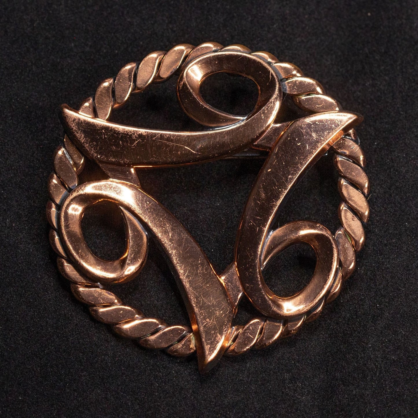 Vintage Abstract Bronze Toned Brooch