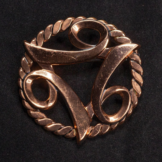 Vintage Abstract Bronze Toned Brooch