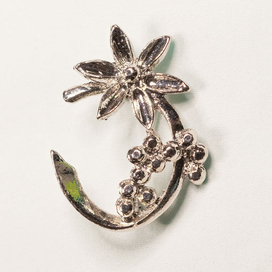 Vintage Silver Toned Flower Brooch