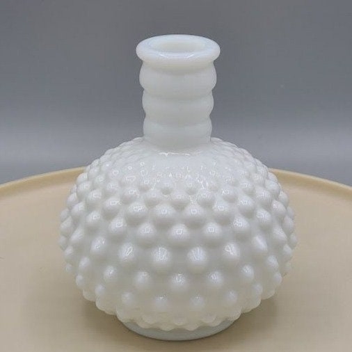 Vintage Fenton Milk Glass Hobnail Bottle Vase
