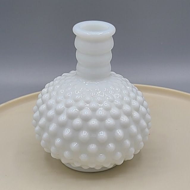 Vintage Fenton Milk Glass Hobnail Bottle Vase
