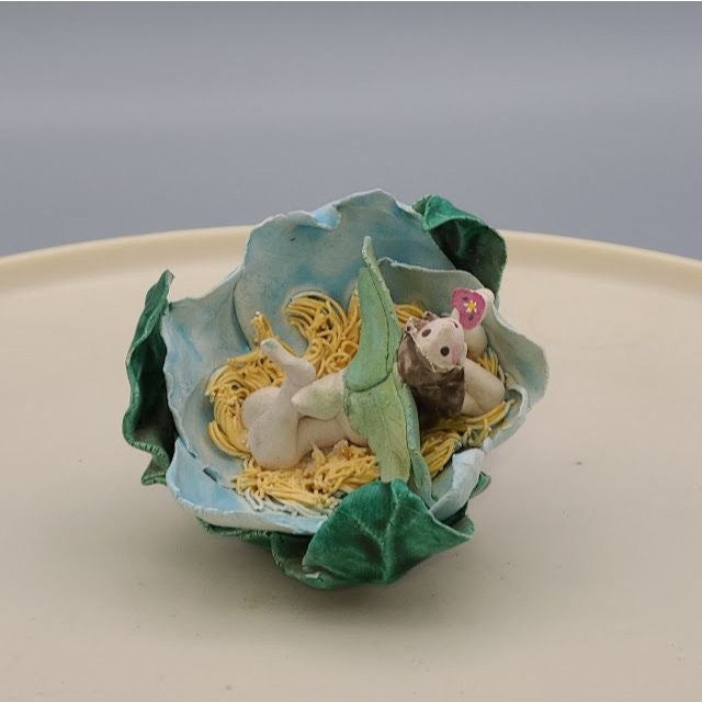 Artist Crafted Fairy in Flower Figurine Signed