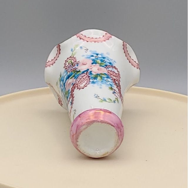 Porcelain Vase Hand Painted Signed By artist Floral with Gold Trim