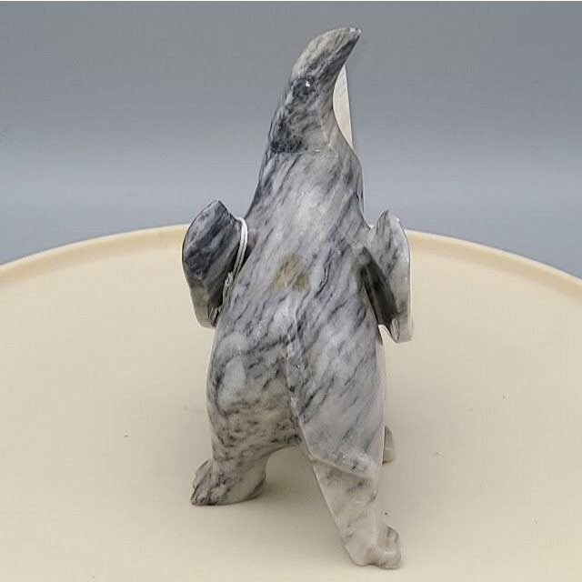 Carved Marble Elephant Figurine with Alabaster Tusks Made in Mexico Vintage