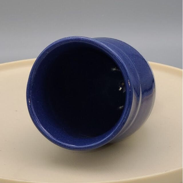 Studio Art Pottery Hip Mug for Meade or Decor Blue Ceramic Vessel