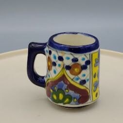 Vintage Mexican Talavara Espresso Mug Hand Painted Cup