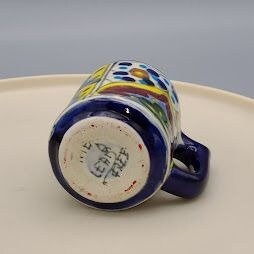 Vintage Mexican Talavara Espresso Mug Hand Painted Cup