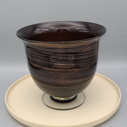 Hand Blown Glass Giltter Swirl pot or Console Bowl