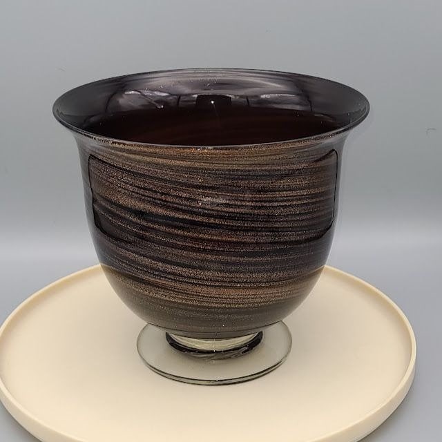 Hand Blown Glass Giltter Swirl pot or Console Bowl