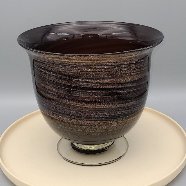 Hand Blown Glass Giltter Swirl pot or Console Bowl