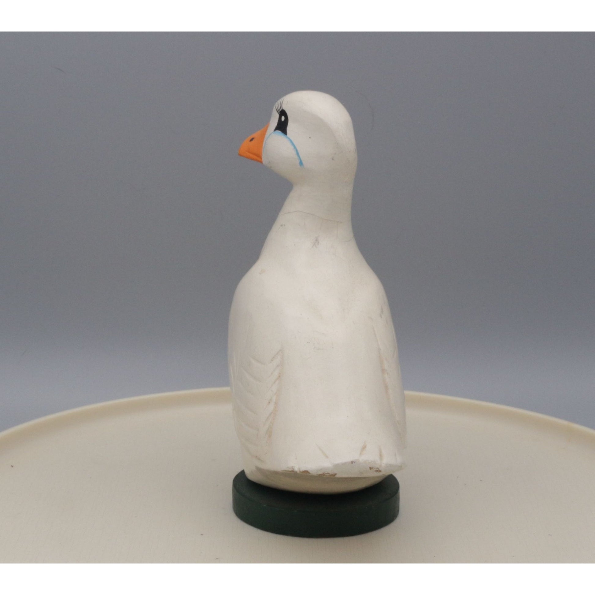 Vintage Wooden Hand Painted White Pekin Duck Figurine