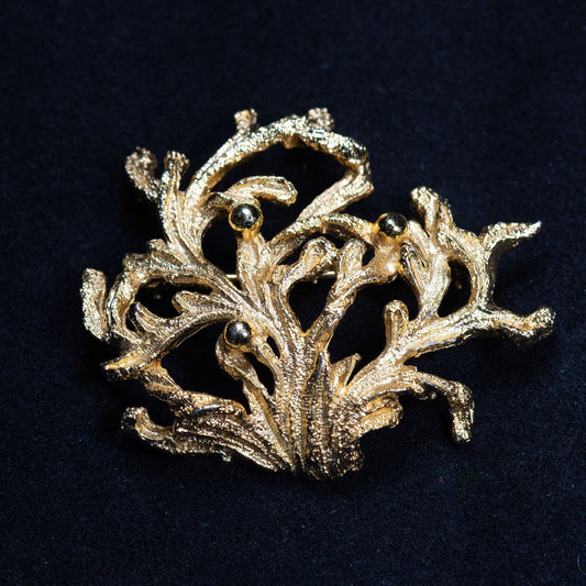 Vintage Signed Napier Ocean Coral Gold Toned Brooch