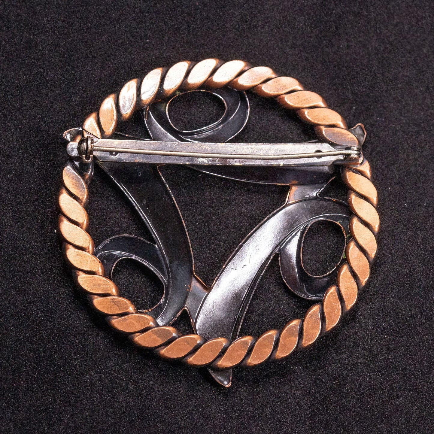 Vintage Abstract Bronze Toned Brooch