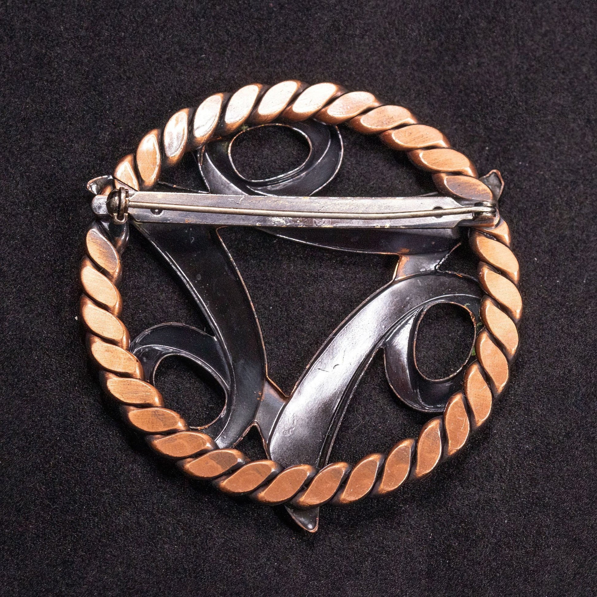 Vintage Abstract Bronze Toned Brooch