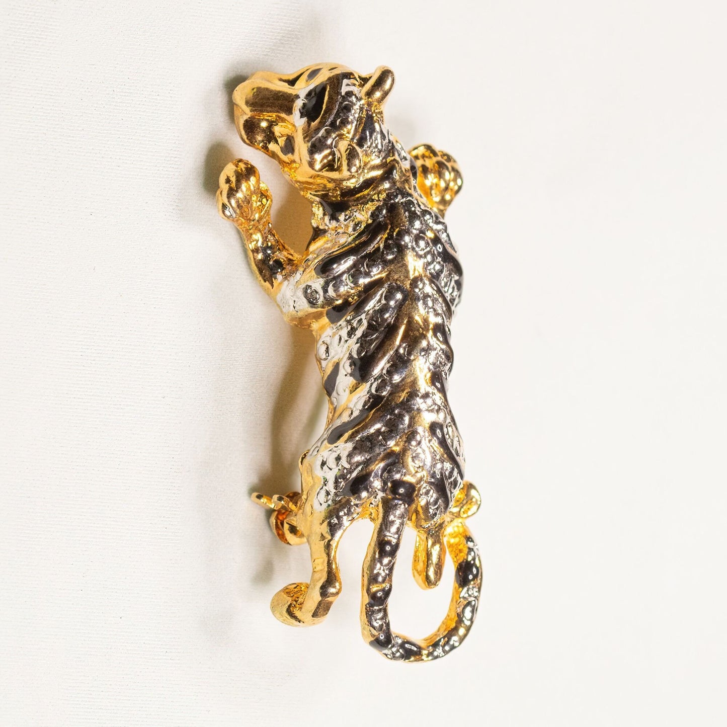 Vintage Tiger Gold and SilverToned Brooch