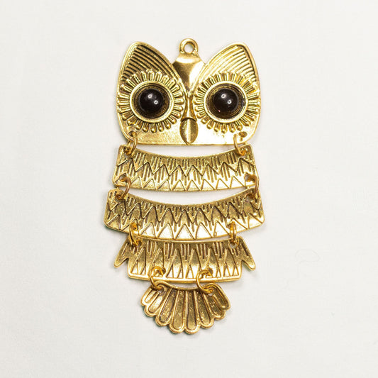 Vintage Gold Toned Articulated Owl Pendant