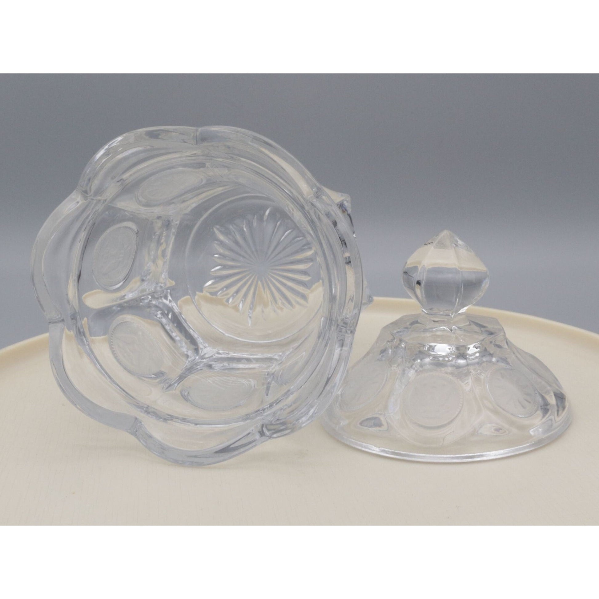 Vintage Fostoria Coin Glass Clear Candy dish with lid