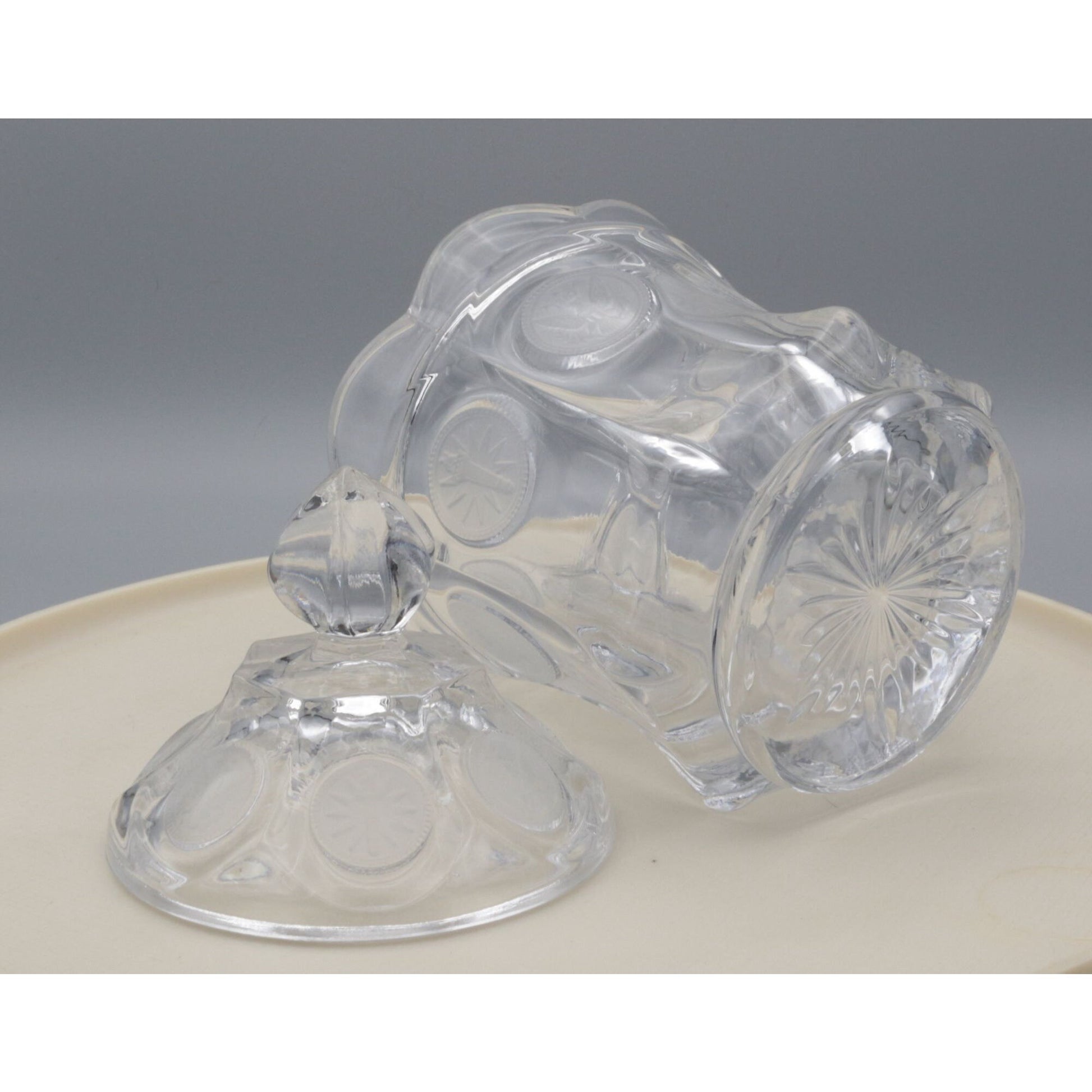 Vintage Fostoria Coin Glass Clear Candy dish with lid