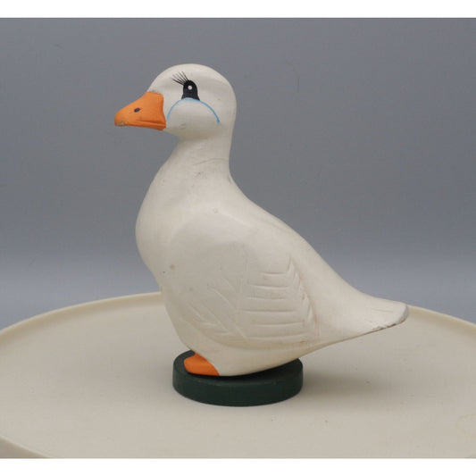 Vintage Wooden Hand Painted White Pekin Duck Figurine