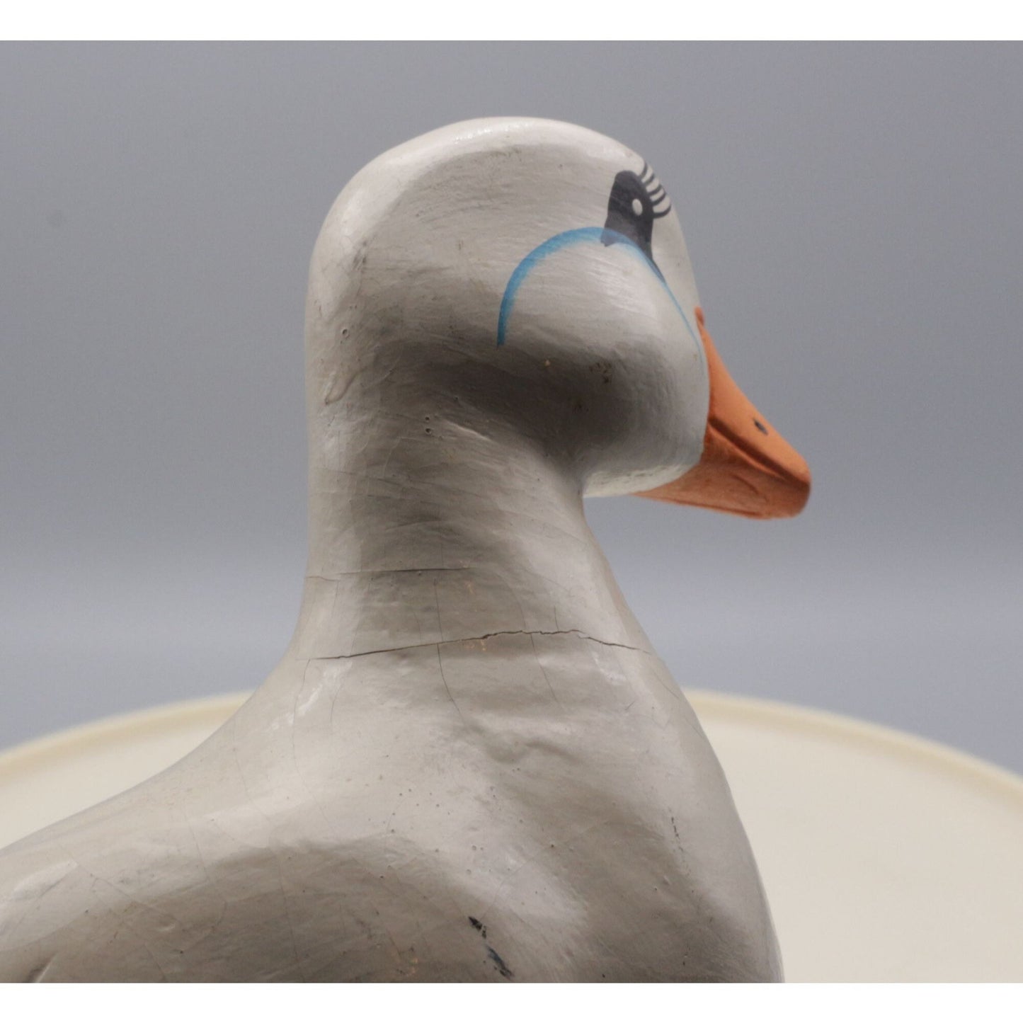 Vintage Wooden Hand Painted White Pekin Duck Figurine