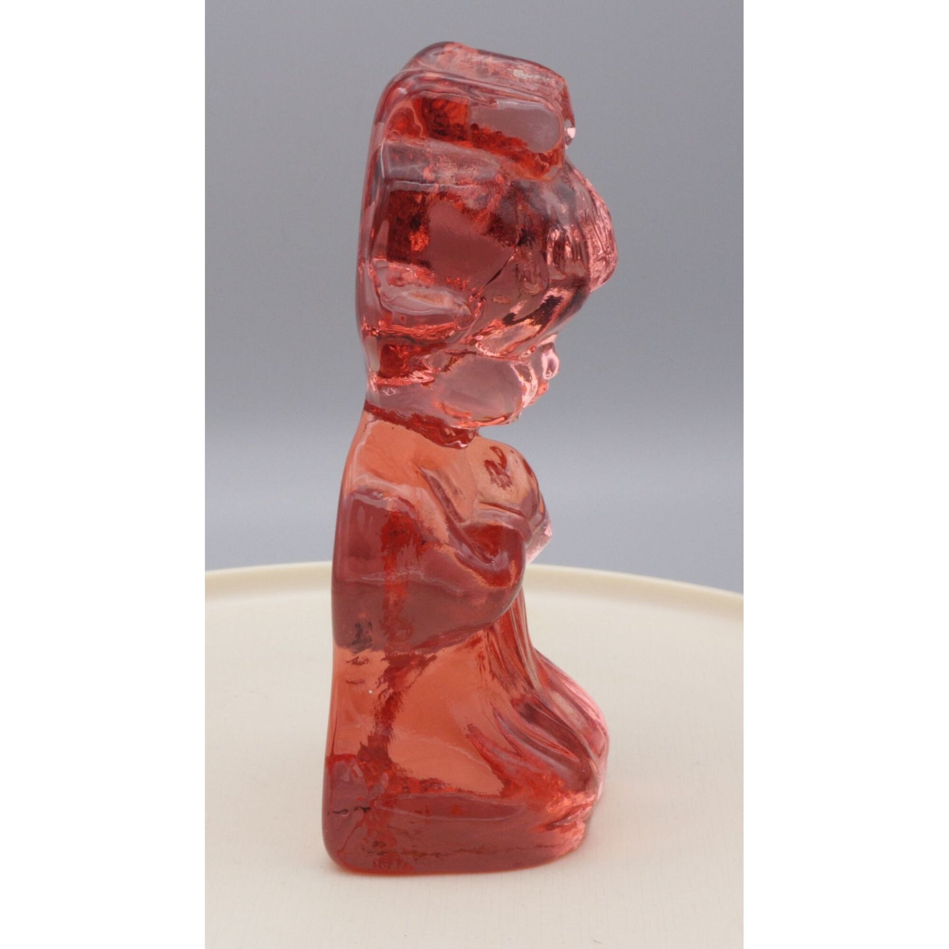 Vintage Pink Glass Praying Child Figurine