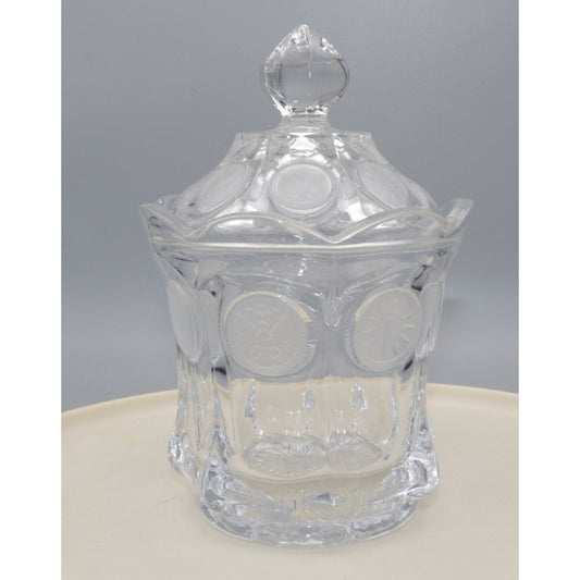 Vintage Fostoria Coin Glass Clear Candy dish with lid