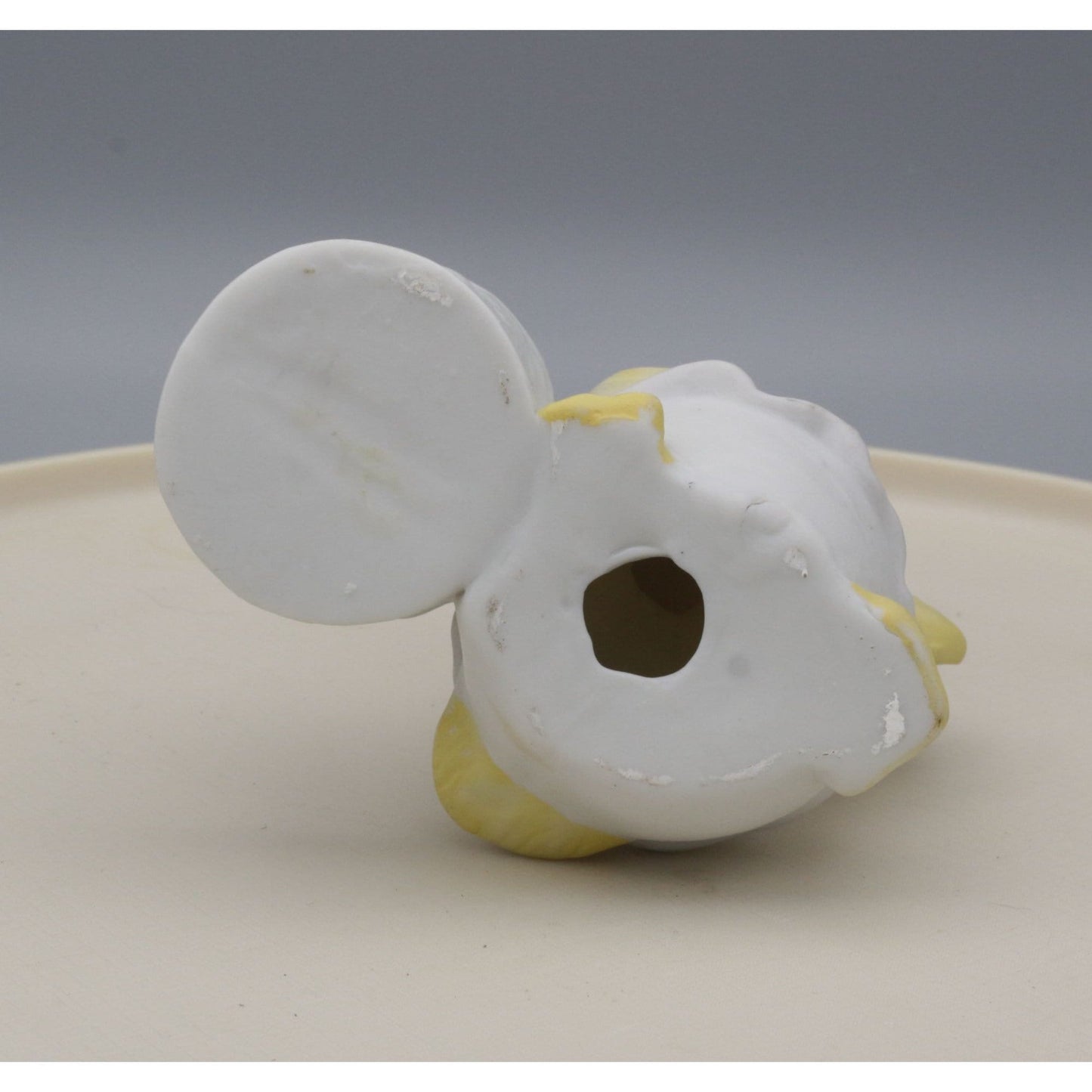 Vintage Bisque Ceramic Duck in Bonnet Votive Candle Holder