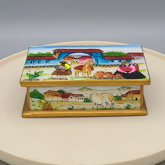 Felix Espinoza Vargas Original Artwork Signed Trinket Box Peru